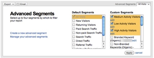 Google Analytics Advanced Segments Selector Google Analytics Advanced Segments Selector