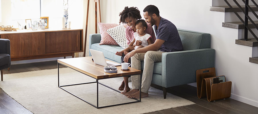 family on computer giving privacy consent