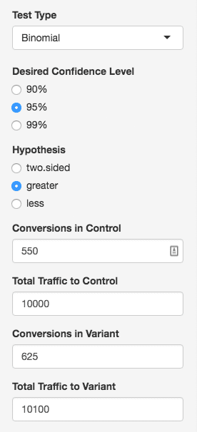 image of binomial test used to calculate statistical significance