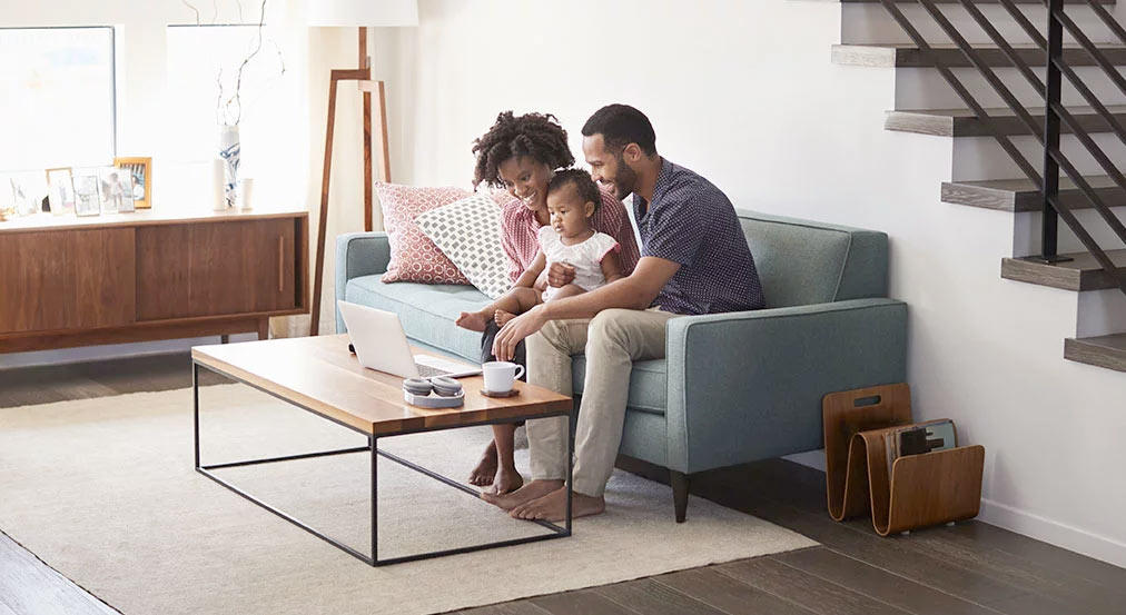 image of family using computer expecting data privacy