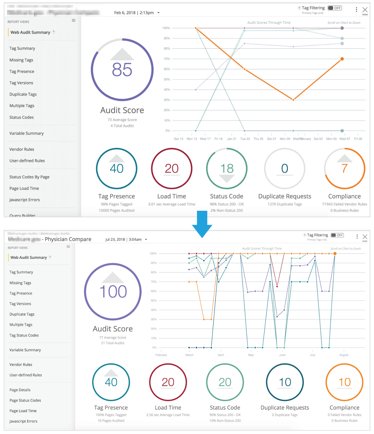 Observepoint results dashboard