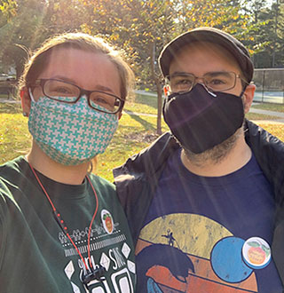 Allison Marx and her husband voting in 2020 elections