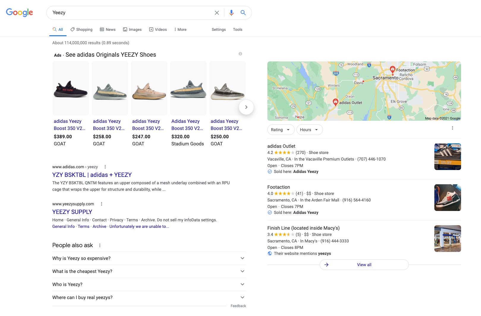 google search results example screen shot