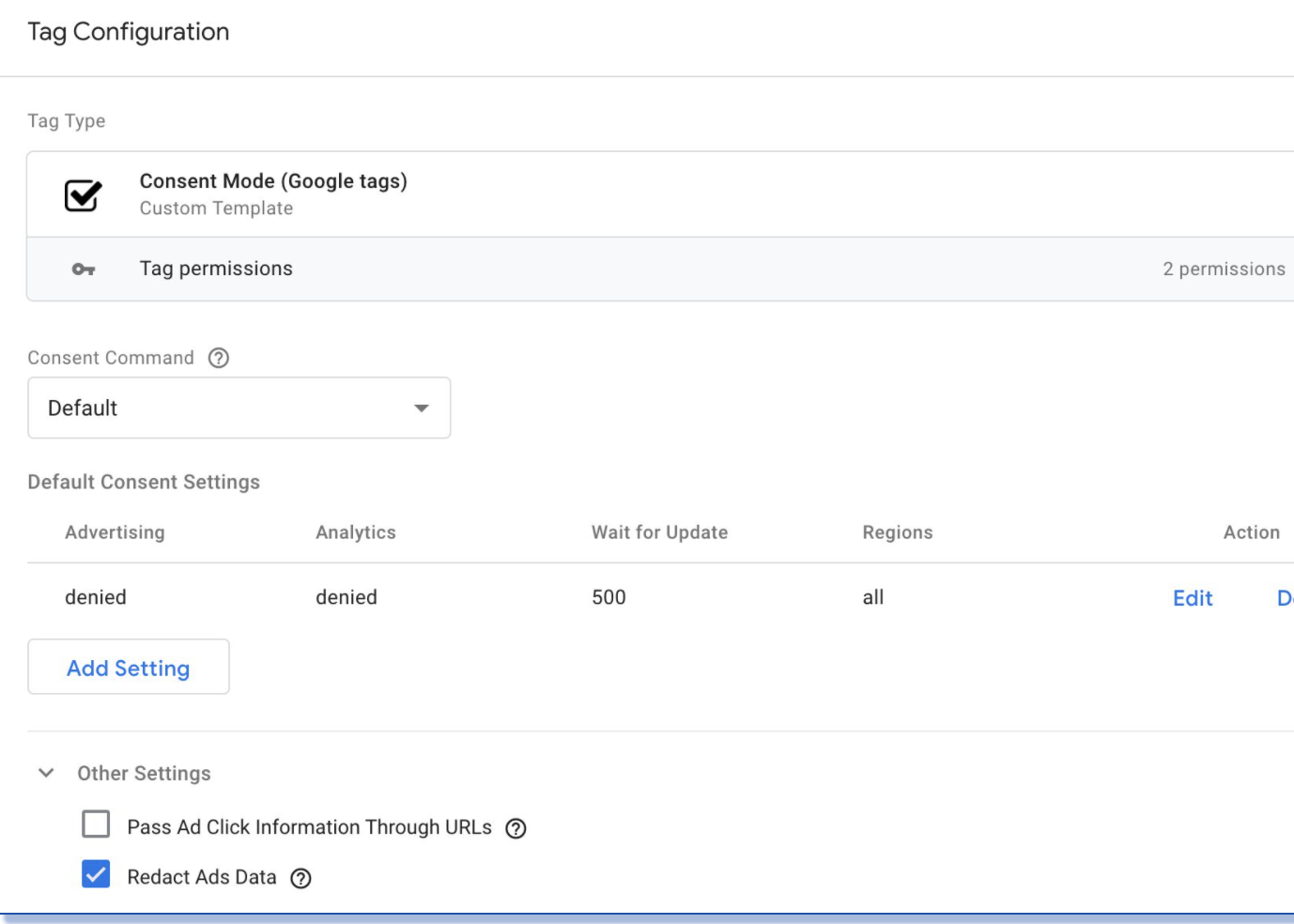 consent mode screen in google analytics 4 GA4