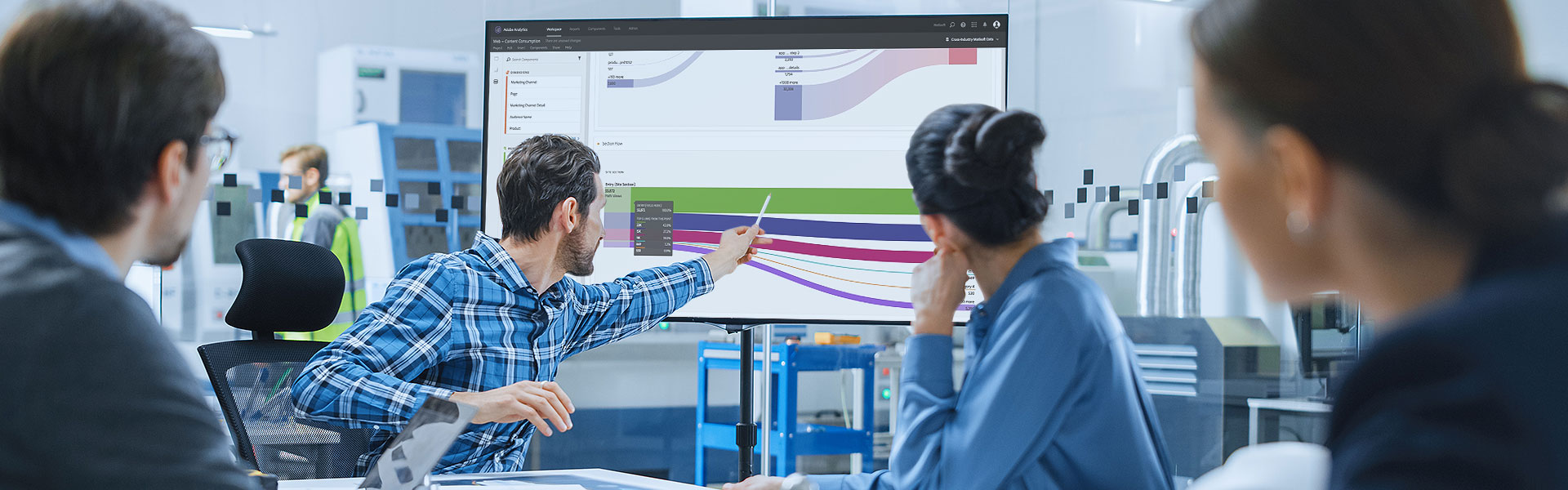 teammates looking at a/b testing dashboards