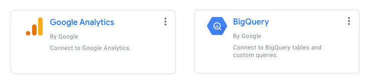 Google Analytics and BigQuery information cards