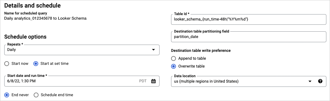 Scheduling view in GA4