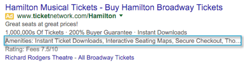 Adwords Structured Snippets for Hamilton incorrect usage