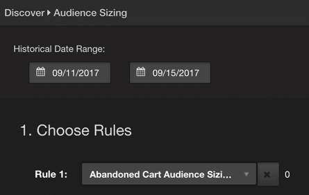 screenshot of AudienceStream audience sizing tool