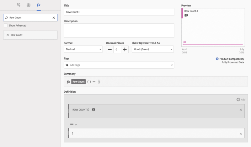 graphic showing adobe analytics calculated metric for counting rows