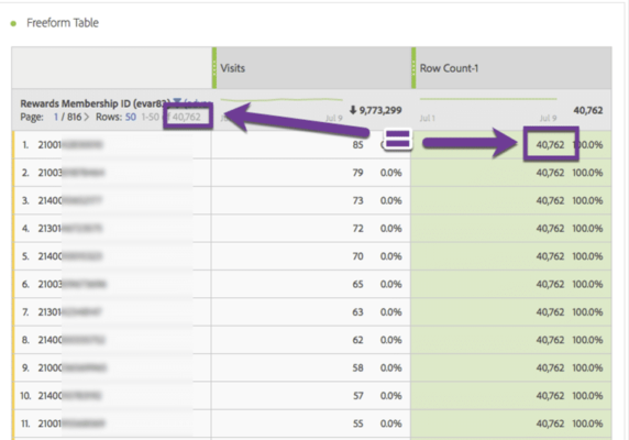 screenshot of adobe analytics freeform panel