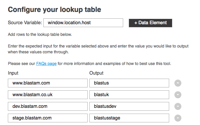 example of lookup table for adobe launch extension