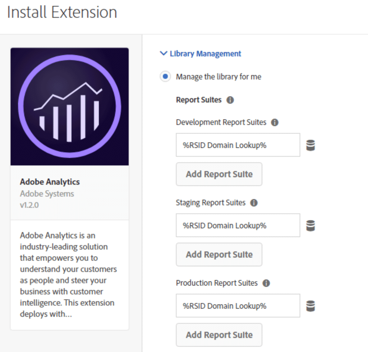 screenshot showing where to find adobe launch extension