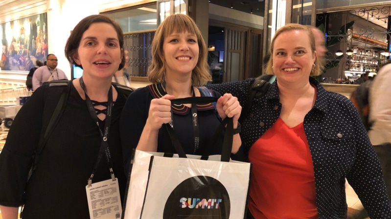 image from adobe summit 2018 of aimee bos, halee kotara, and lara fisher