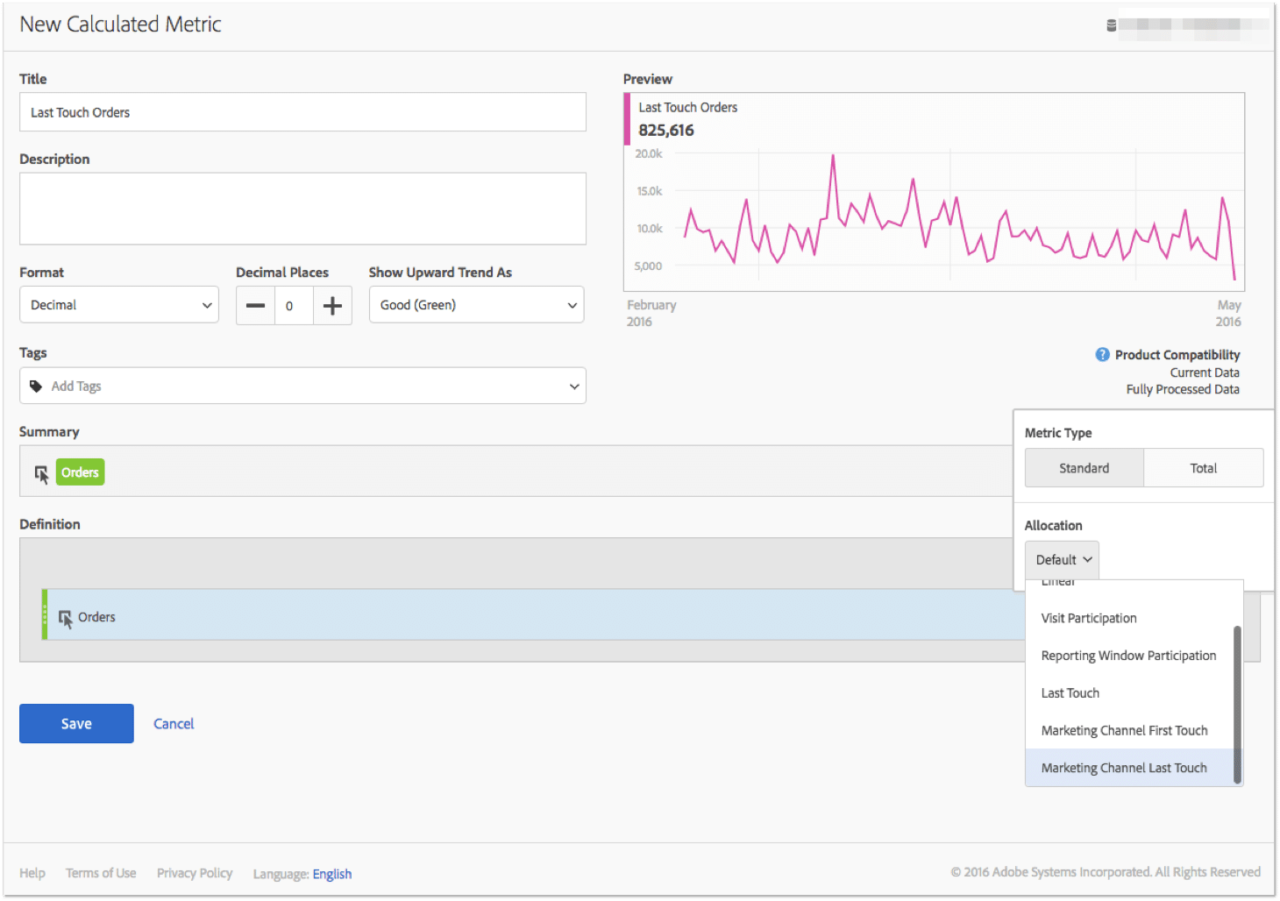 Analytics new. Raised Panel calculator Metric.