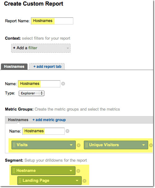 Custom Report - Hostnames