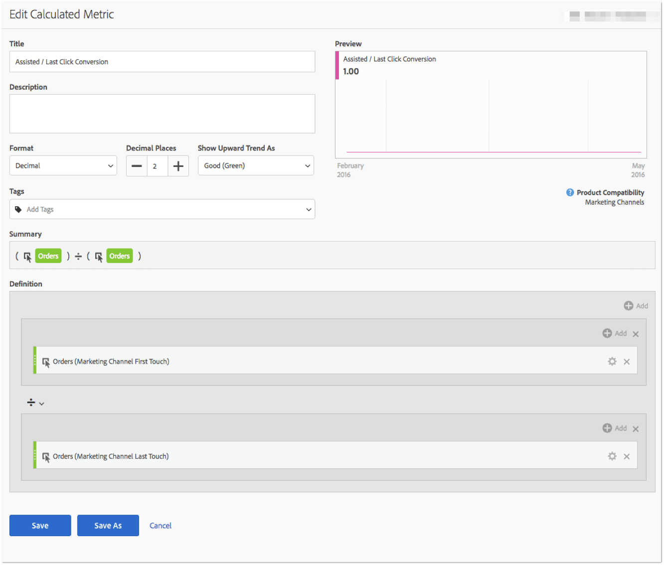 Adobe Analytics Edit Calculated Metric