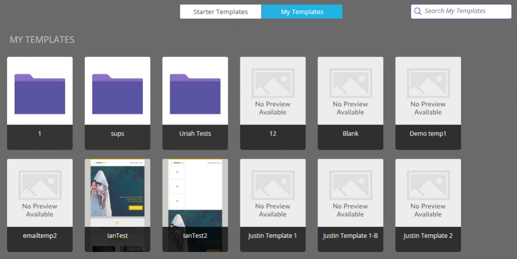 Marketo Email Templates in "My Templates" marketo email templates screenshot