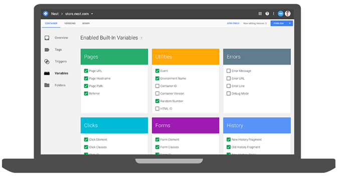 Google Tag Manager 360 UI Screen Example