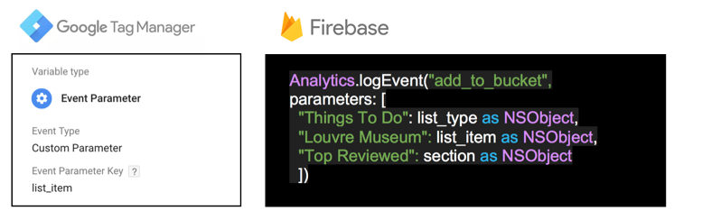 image representing gtm event parameter and firebase code
