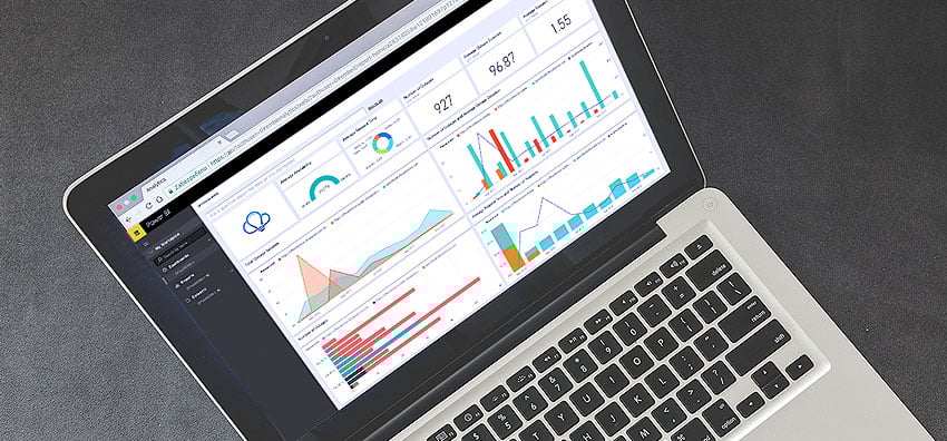 microsoft power bi dashboard on a laptop