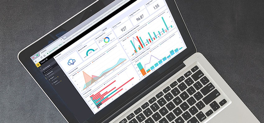 microsoft power bi dashboard on a laptop