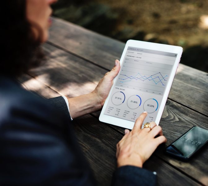 image of woman looking at a performance review