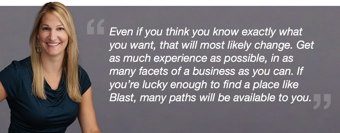 image of blast's sarah katinger quote regarding women in analytics