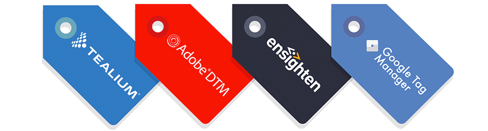 Tealium and Other Tag Management Systems logos from Tealium, Adobe DTM, Ensighten and Google tag management systems