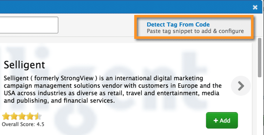 Tealium Tag Marketplace Detect Tag From Code graphic showing where to detect tag from code in tealium tag management system