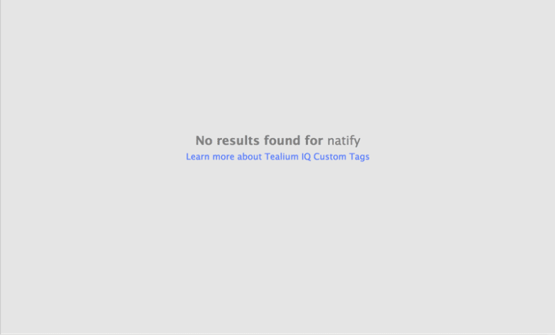 tealium tag marketplace no results found