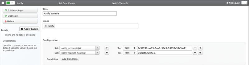 Tealium Set Data Values Extension screenshot of tealium set data values extension
