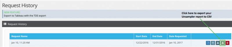 image showing where to export unsampled google analytics data to csv file